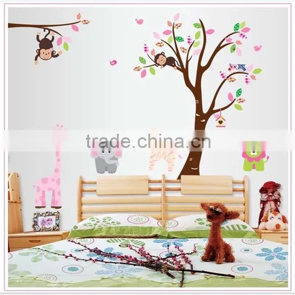 ALFOREVER Hot Sale the Owl Tree With Other Animals Wall Decals,kids Owl Decals photo-2