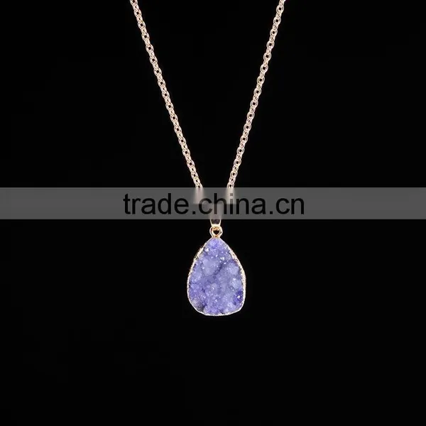 Latest Design Druzy Necklace Drusy Pendant Charm Necklace Agate Connector Pendant Necklace Gold Jewelry SMJ0123 photo-3