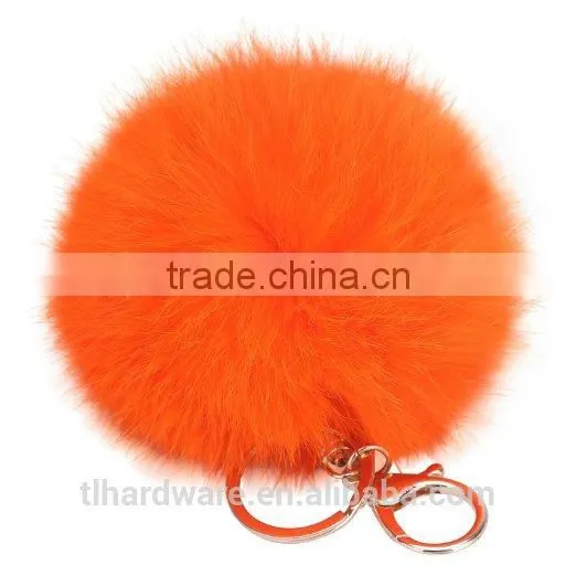 Good Quality 12cm Raccoon Fur Pom Pom Fur Pompom Hat Raccoon Fur Ball Keychain photo-3