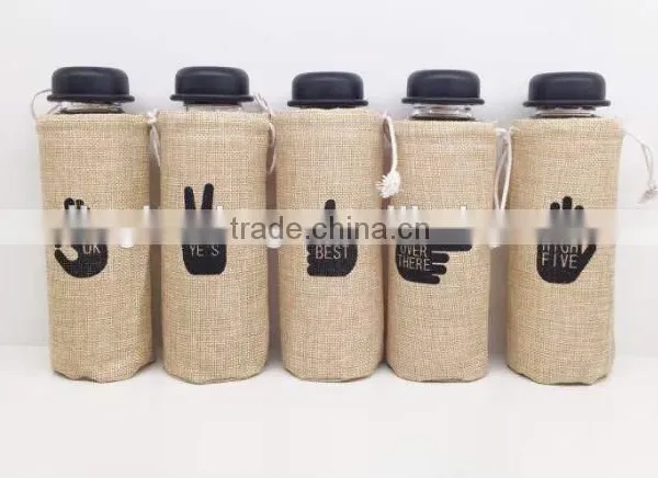 Eco-friendly Single Bottle Jute Drawstring Bag photo-2