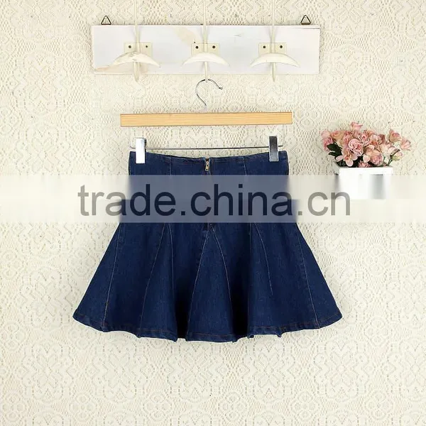 High Waist Short Denim Skirt Women Blue Elasticity Denim Pleated Mini Skirt Girls Ball Gown Sexy Girls in Short Denim Skirt photo-4
