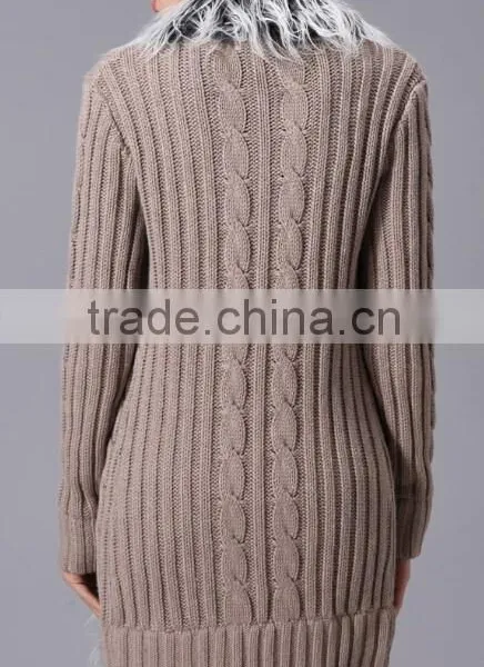 Fashion and Warm Ladies Fur Collar Cardigan Sweater photo-5