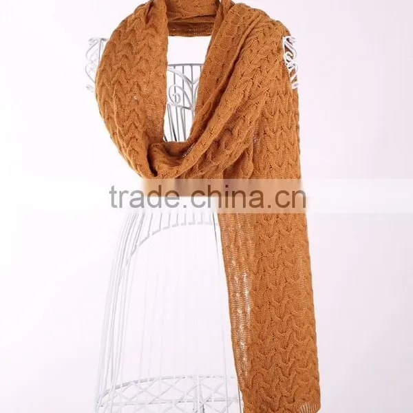 Yellow Hollow Out Simple Cotton Scarf, Hand Block Printed Women Scarf , Art Boho Scarf photo-3