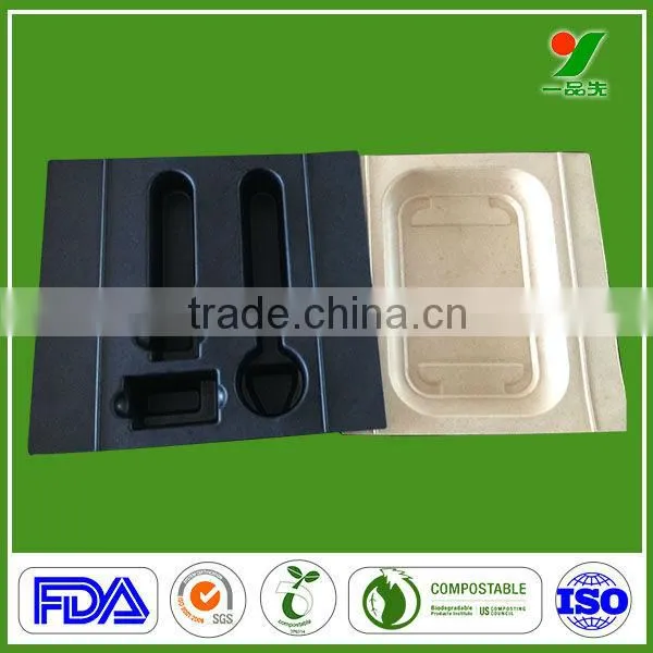 Recycled Material Unbleached Bagasse Pulp Tray Cosmetic Display Stand Paper Molded Pulp Packaging photo-2