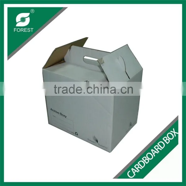 USED CARDBOARD STORAGE BOX FOLDABLE ARCHIVES BOXY WITH HANDLE CORRUGATED PACKING BOX FOR FILES photo-6