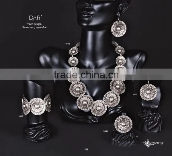 Ring Earring Bracelet Necklace Hellenic Turkish Ottoman Antique Ethnic Authentic Jewelry Set photo-5