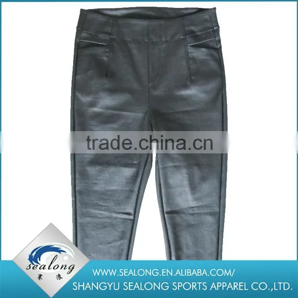 New Fancy PU Black Women Fashion Pants Designs With High Quality photo-2