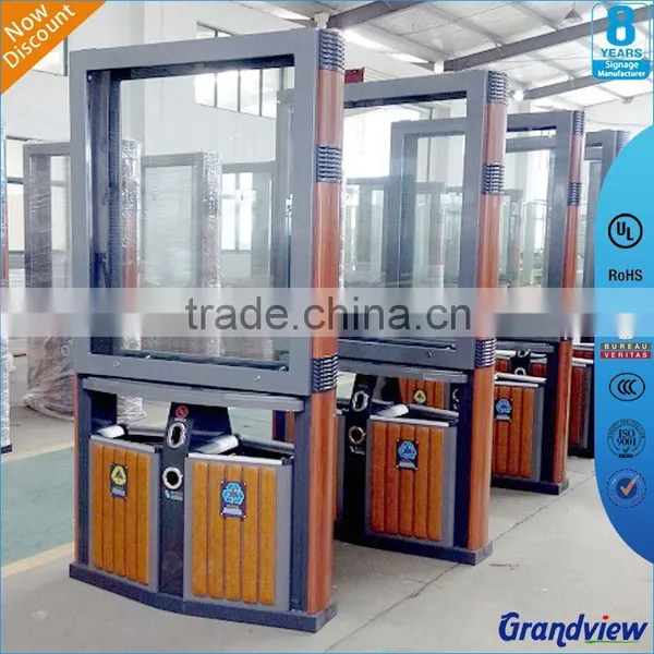 Advertising Trash Bins / Multifuction Comminity Solar Light Box With Waste Can