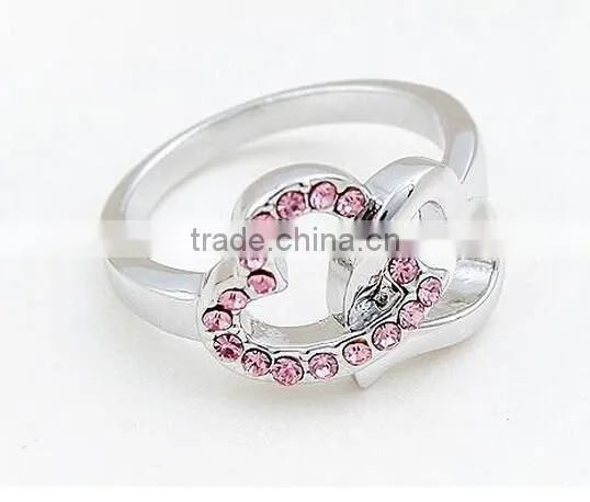 Fashion Women Lady Heart Shaped Wedding Engagement Zircon Ring Jewelry photo-2