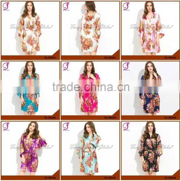 FUNG 3002 New Women Floral Satin Brides Robe photo-6