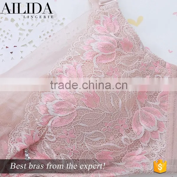 Ailida Top Quality Fantasy Women's Mesh Fabric Lace Bra photo-5