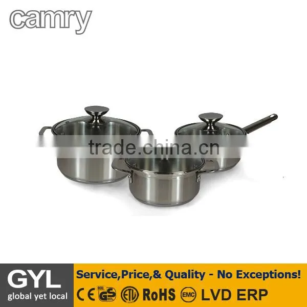 COOKWARE;A set of multi-purpose pots of a very high endurance. They have a triple-layer bottom with a 5mm aluminium disc between