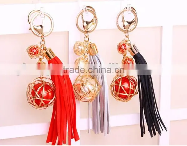 New Style PU Leather Pearl Tassel Keychain Fashion Bag Keychains For Man And Woman Gift Jewelry photo-3