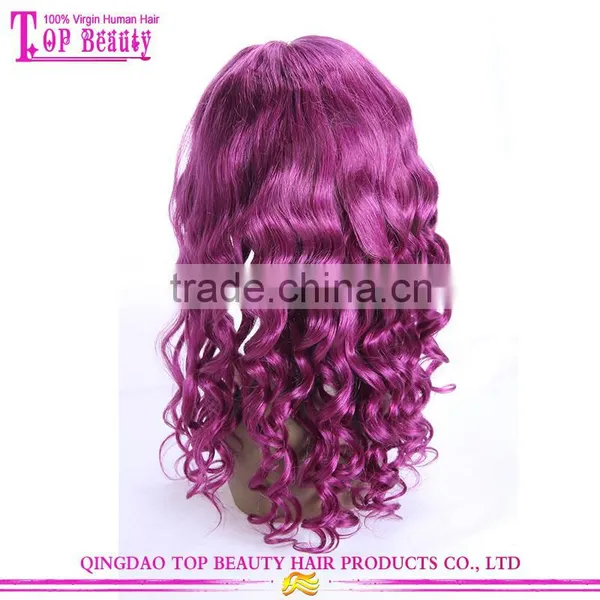 Hot Selling Unprocessed Cheap Wholesale Virgin Remy Human Hair Purple Wig photo-3