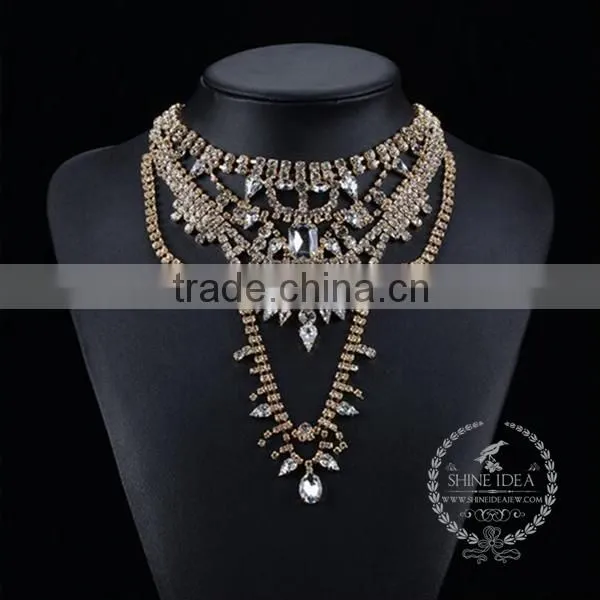 High Quality Vintage Rhinestone Chunky Statement Necklace Tin Alloy Fashion Women Pendant Necklace 6390061 photo-2
