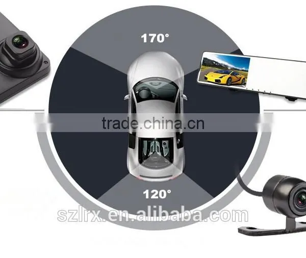 Vasens 168 Rearview Mirror Car DVR 4.3" LCD Hidden Dual Lens HD 720p Cycle Recording Car Dashboard Camera photo-3