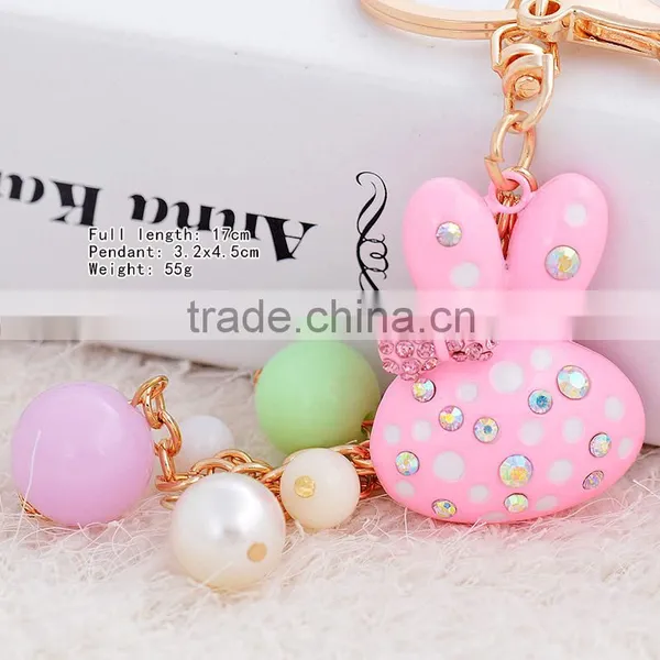 Rabbit Diamond Crystal Rhinestone Alloy Metal Keychain Animal Lover Cool Keyring Pendant Purse Handbag Bag Hanging photo-3