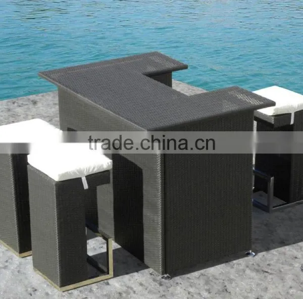 TG15-0201 Hotel Project Beach Wicker Rattan Patio Bar Set photo-4