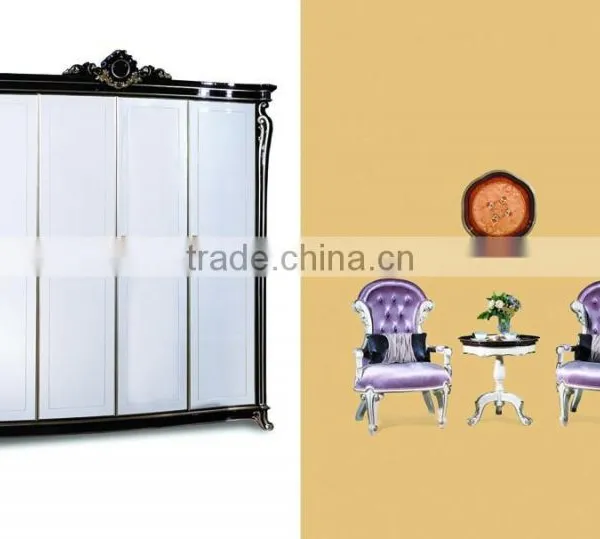 Bisini Royal Wardrobe Furniture, Luxury 3 Door Solid Wood Wardrobe Bedroom Furniture, White Bedroom Wardrobe photo-2
