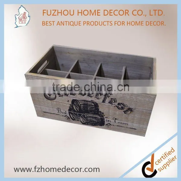2017 New Style Antique Bottle Wooden Crate With Silk-screen Printing