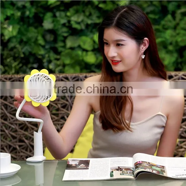 Cute Lovely USB Rechargeable Clip Fan, Student Dormitory Bedside Clip Fan, Mini USB Sunflower Fan photo-2