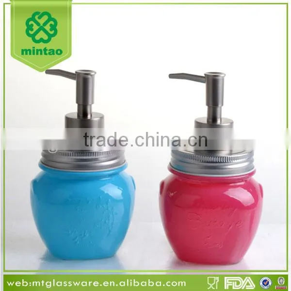 Wholesale Pump Lid Colorful Glass Mason Jar Soap Dispenser photo-2