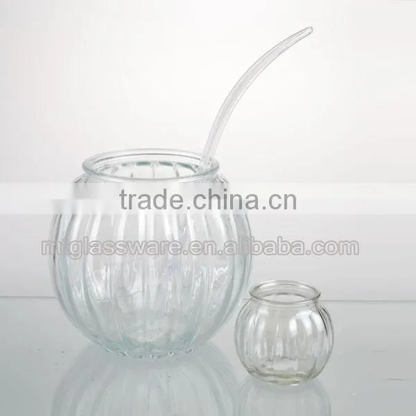 2016newest Machine Made Clear Pumpkin Glass Punch Bowl With Cup photo-2
