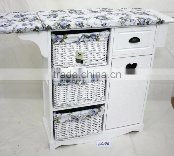 Furniture Woven Basket Cabinet With Ironing Board photo-5