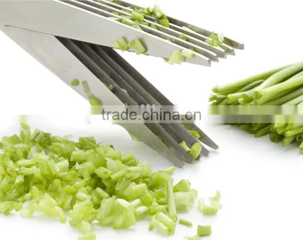 7.5"Professional Stainless Steel 5 Blades Kitchen Herb Scissors With Comb photo-6
