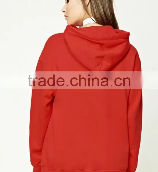 Cheap Custom Made Plus Size Red Long Sleeve Women Hoodie Sweatshirt Winter Graphic Print Plain Pullover Hoodie For Sale photo-3