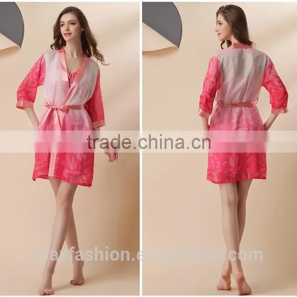 2015 Wholesale Good Quality Soft Pajamas Fashion Chiffon Pajamas Silky Pajamas photo-6