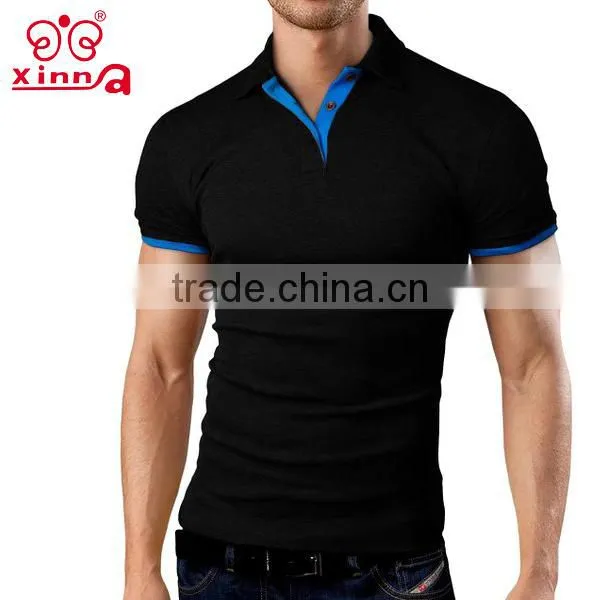 Men Fashion Design Slim Fit Contrast Bulk Polo Shirts photo-5