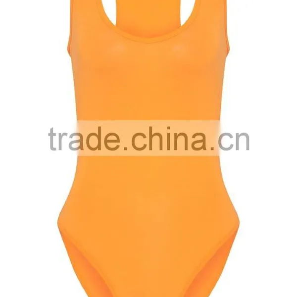 Custom Color Private Label Crew Neck Racer Back Basic Cotton Spandex Tight Women Bodysuit photo-4