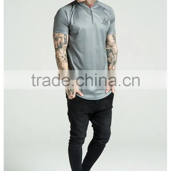 2016 Fashion Design Mens Baseball Jersery 1/4 Zipper Pullover Jersey Top Raglan Short Sleeve Curved Hem T Shirt Jersey photo-2