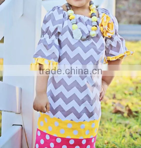 Fancy Christmas Chevron Material Baby Girls Frocks Christmas Dress For Gilrs' Dresses photo-5