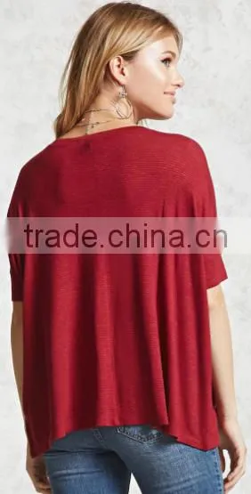 2017 Women Batwing Sleeve Fashion High Quality Tshirt Scoop Neck Printed Bulk Tshirt photo-2