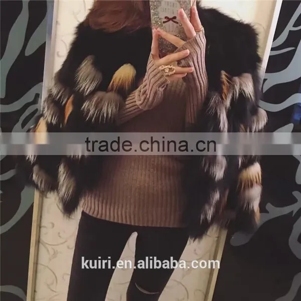 Women Short Fox Fur Coats 2016 Fashion Thick Warm Winter Real Fur Outerwear Female Trendy Elegant Patchwork Natural Fur Overcoat photo-3