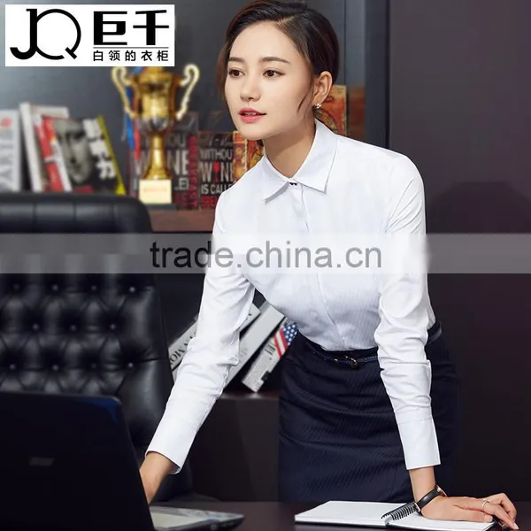 Guangzhou Wholesaler OEM New Fashion Women Autumn Casual Long Sleeve Twill White Poly Elegant Blouses photo-3