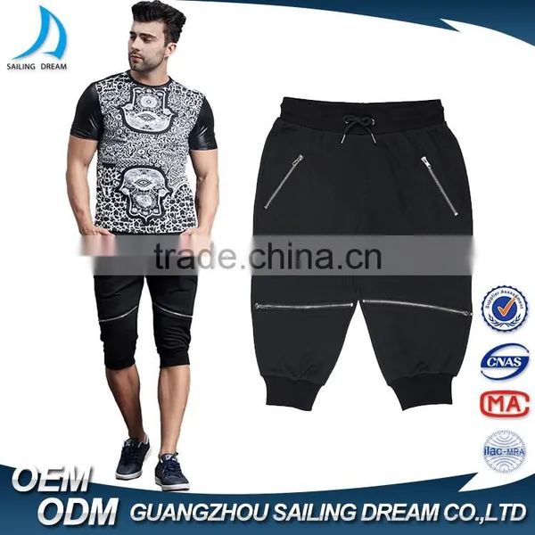 2016 Hot Sale High Quality 4 Zipper Design 3/4 Short Pants European Style Fashion Cheap Half Pants for Men