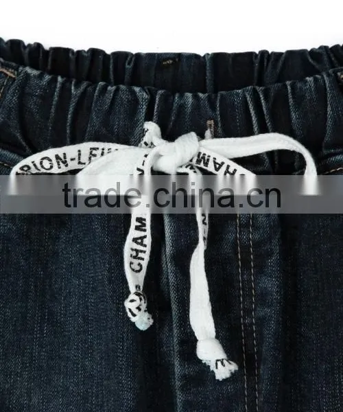 Top 10 Jeans Two Color PU Tape Funky Wholesale Kids High Waist Jeans With Elastic photo-4