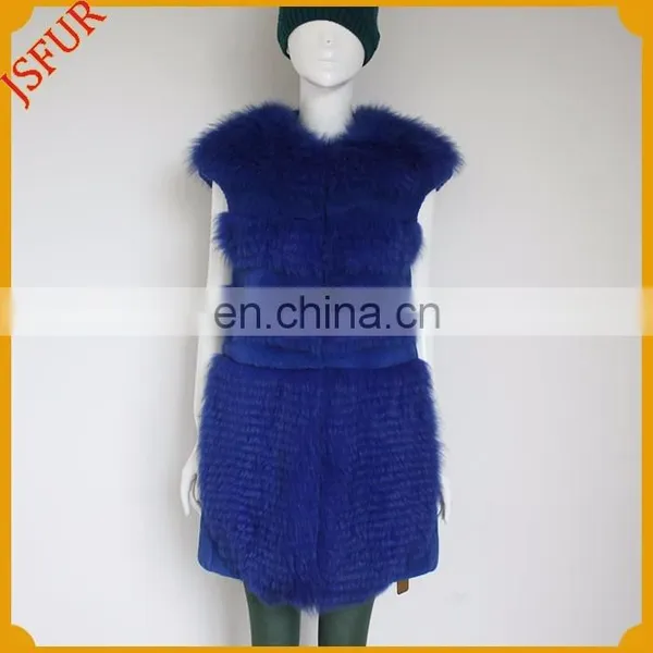 Fashion Women Waistcoat Raccoon Fur Or Fox Fur Trim Real Rabbit Fur Vest photo-3