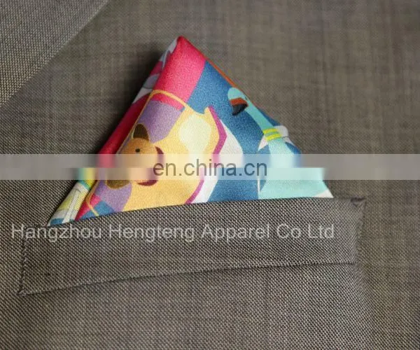 100% Silk Pocket Square With Colorful Design Hand Rolled Hem photo-2