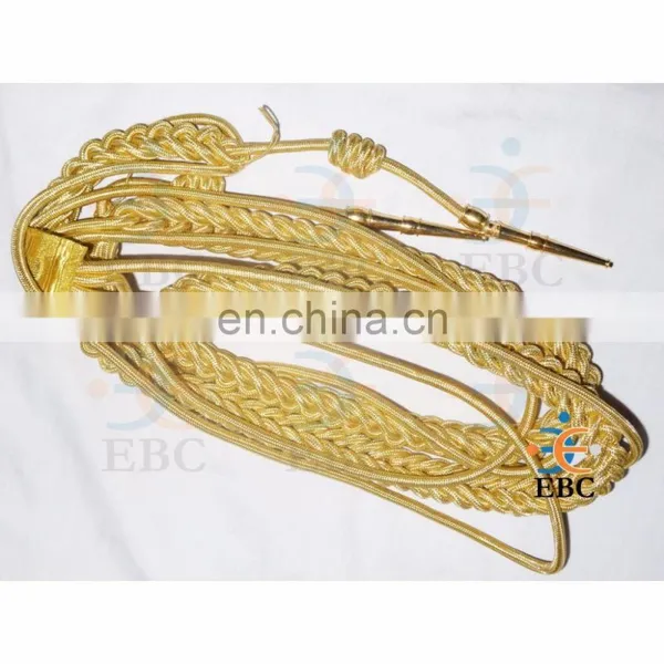 Military Aiguillette, Gold Wire Military Double Tip Uniform Aiguillette, Navy Aiguillette Lanyard, Shoulder Cord photo-5