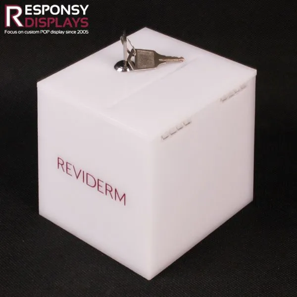 Countertop Sales Promotion White Acrylic Money Saving Display Box For With Locks photo-2