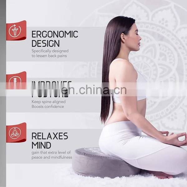 Large Round Velvet Meditation Pillow Premium Yoga Pillow Buckwheat Meditation Cushions photo-5