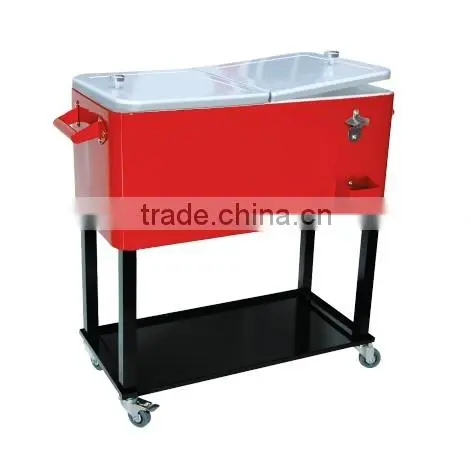 Metal Rolling Patio Mobile Rolling Cooler Cart 73L
