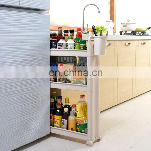 Slim Space Saving Kitchen Accessories Assemble Type Foldable Slide Plastic Kitchen Storage Racks Trolley Organizer photo-4
