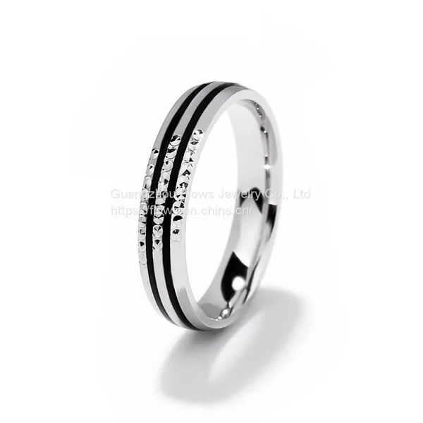 Creative 925 Sterling Silver Wedding Ring With Black Enamel of Grain in the Center European and American Popular Jewelry Men Rings Gift photo-4
