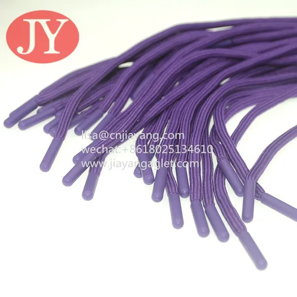 Factory Custom 5mm Green Round Elastic Polyester Lace With TPU Plastic Aglet Shoelace Head