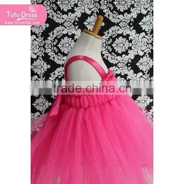 Wholesale Long Tutu Dress Summer Dance Party Dress Hot Pink Tulle Dress photo-3